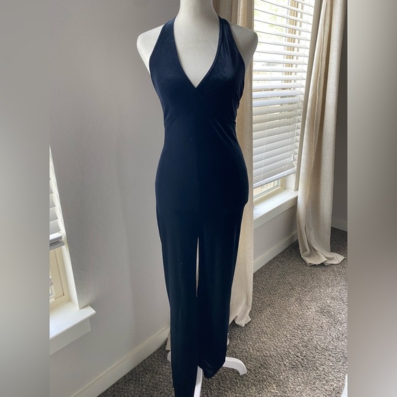 Vintage Pants - Vintage Velvet Halter Jumpsuit